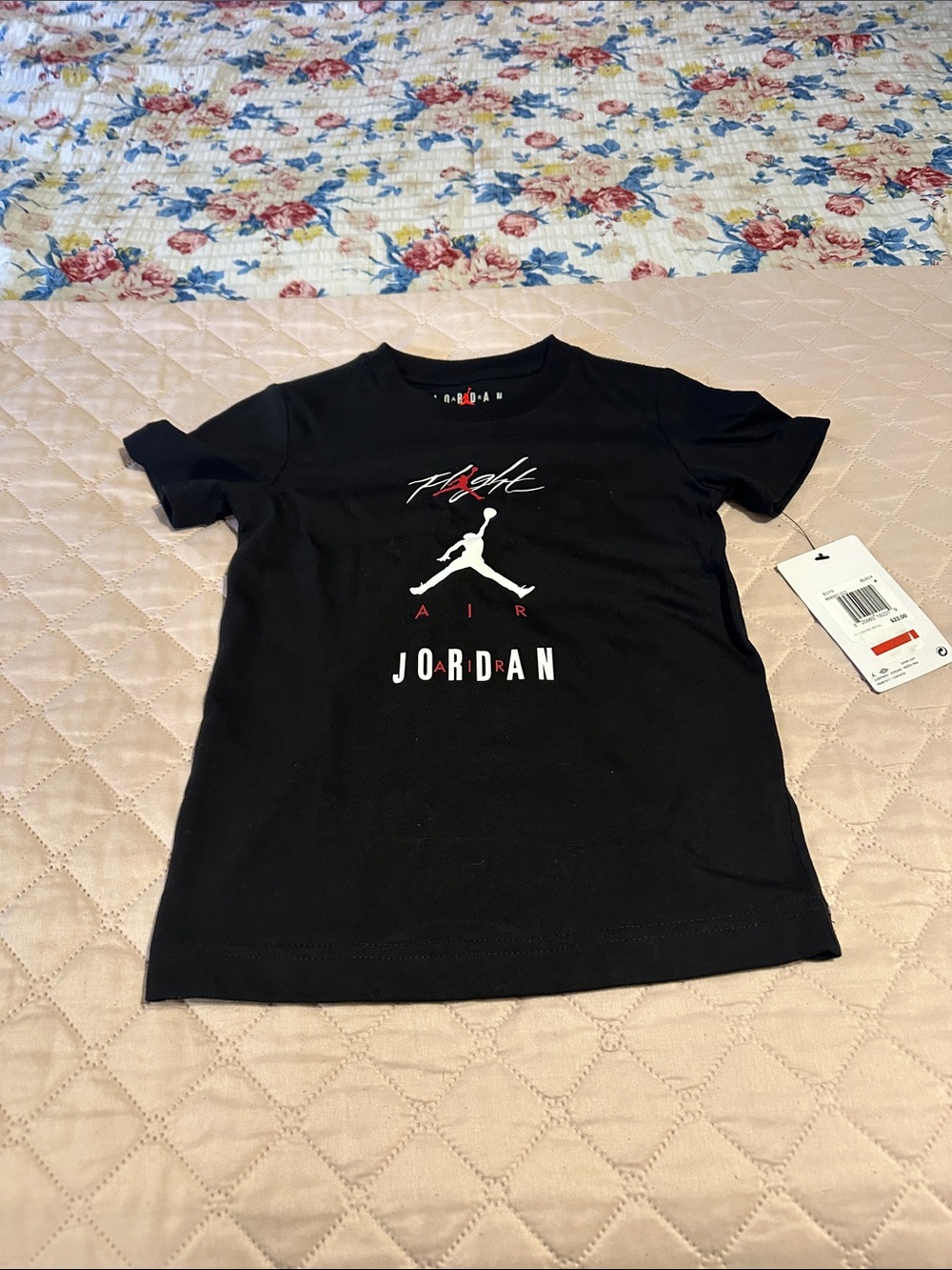 Jordan Black Tee with White Jumpman and Red Accents